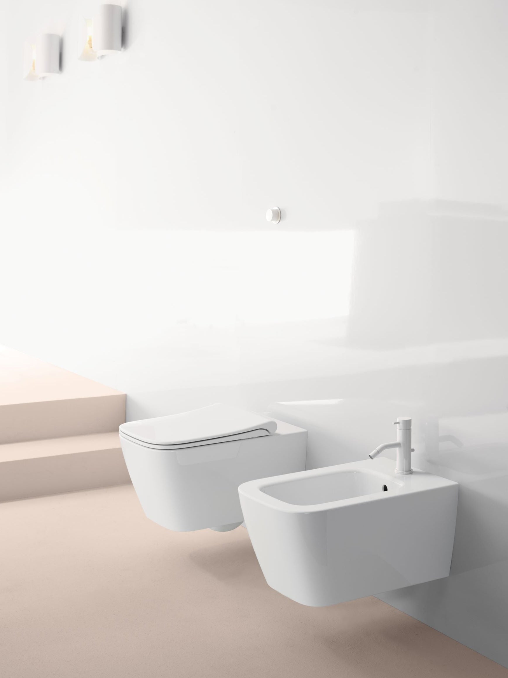 Bidet sospeso monoforo con foro troppopieno - 55x35 cm