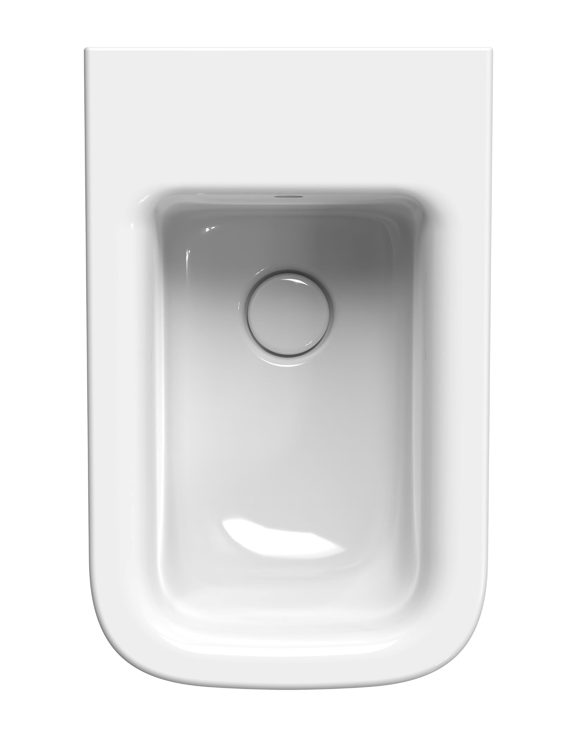 Bidet sospeso monoforo con foro troppopieno CM:55x35 e sistema di fissaggio dal basso.