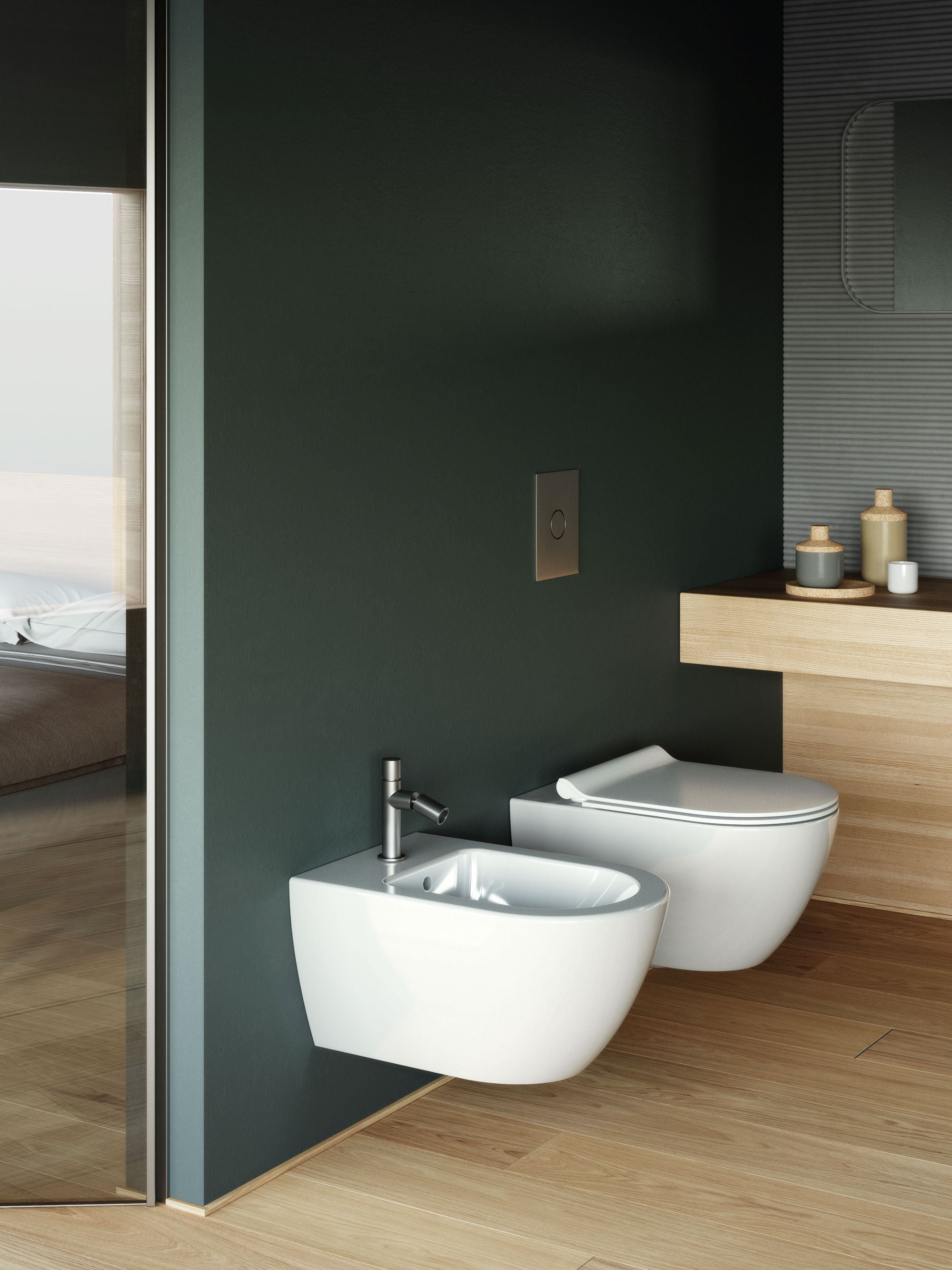WC installazione a sospensione CM55x36 con sistema di scarico Swirflush - DOMUS