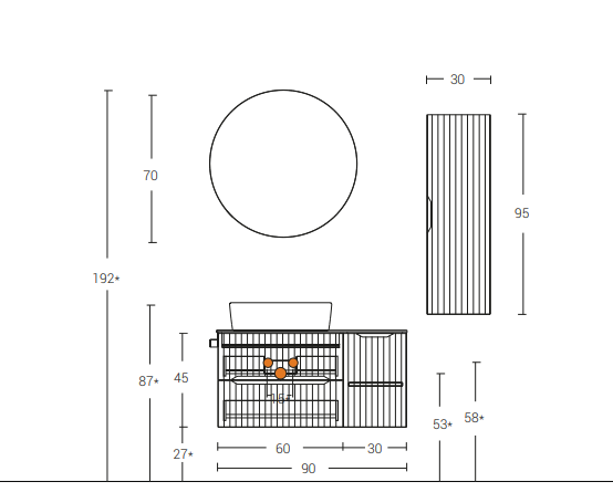 Set Bagno Bali - 90 cm